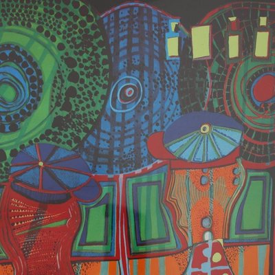 Hundertwasser, World Tour, Lithograph, 1970s, Framed-DV-1706863