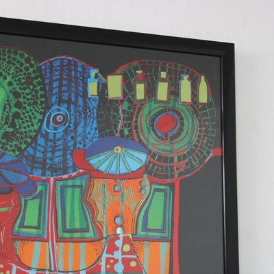 Hundertwasser, World Tour, Lithograph, 1970s, Framed-DV-1706863