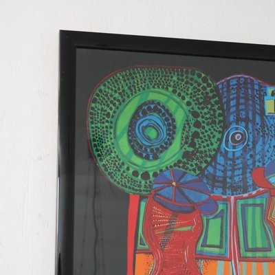 Hundertwasser, World Tour, Lithograph, 1970s, Framed-DV-1706863