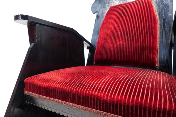 Hungarian Armchairs in Red Velvet by Toroczkai Wigand, 1920s-FGA-1225959