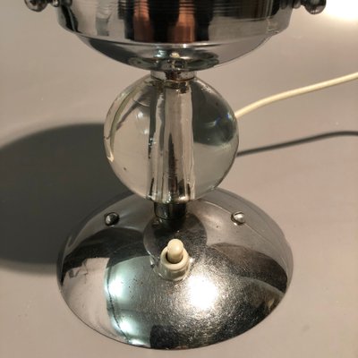 Hungarian Bauhaus Nickel & Plated Brass Table Lamp, 1930s-HWV-585041