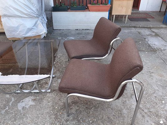 Hungarian Chrome-Plated Metal Table and Dining Chairs Set, 1960s, Set of 5-OXJ-716907