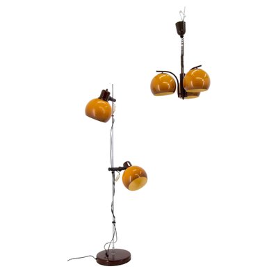 Hungarian Floor Lamp and Chandelier, 1960s, Set of 2-TZ-1262926