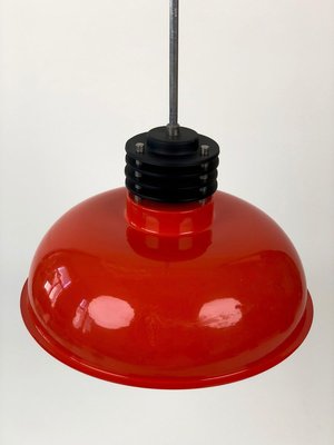 Hungarian Industrial Style Pendant Lamps in Burnt Orange, 1970s, Set of 3-BAF-763370