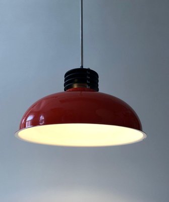 Hungarian Industrial Style Pendant Lamps in Burnt Orange, 1970s, Set of 3-BAF-763370