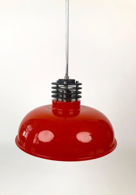 Hungarian Industrial Style Pendant Lamps in Burnt Orange, 1970s, Set of 3-BAF-763370