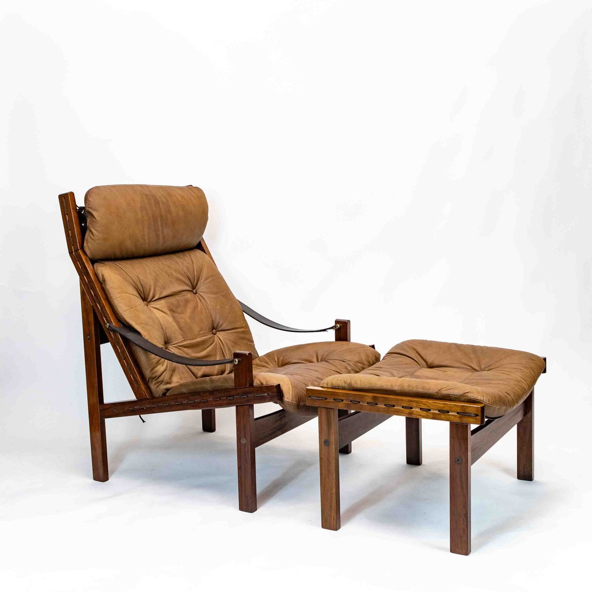 Hunter Chair and Ottoman by Torbjørn Afdal for Bruksbo Møbler, 1960s, Set of 2