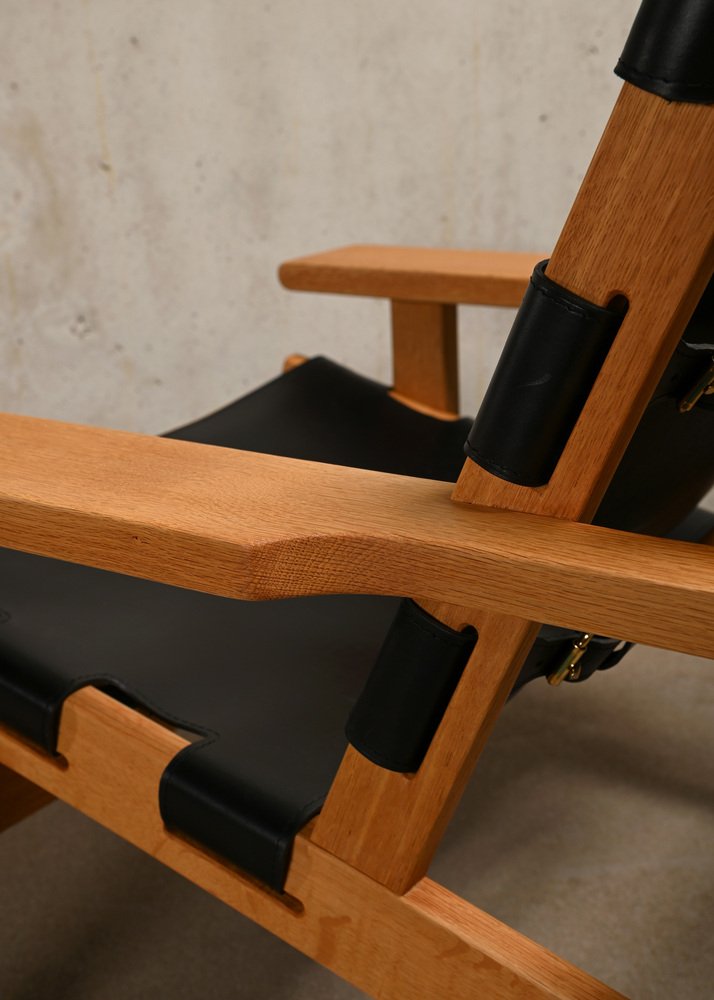 Hunter Chair in Oak and Black Leather by Kurt Østervig for K.P. Jørgensens Furniture Factory, 1980s