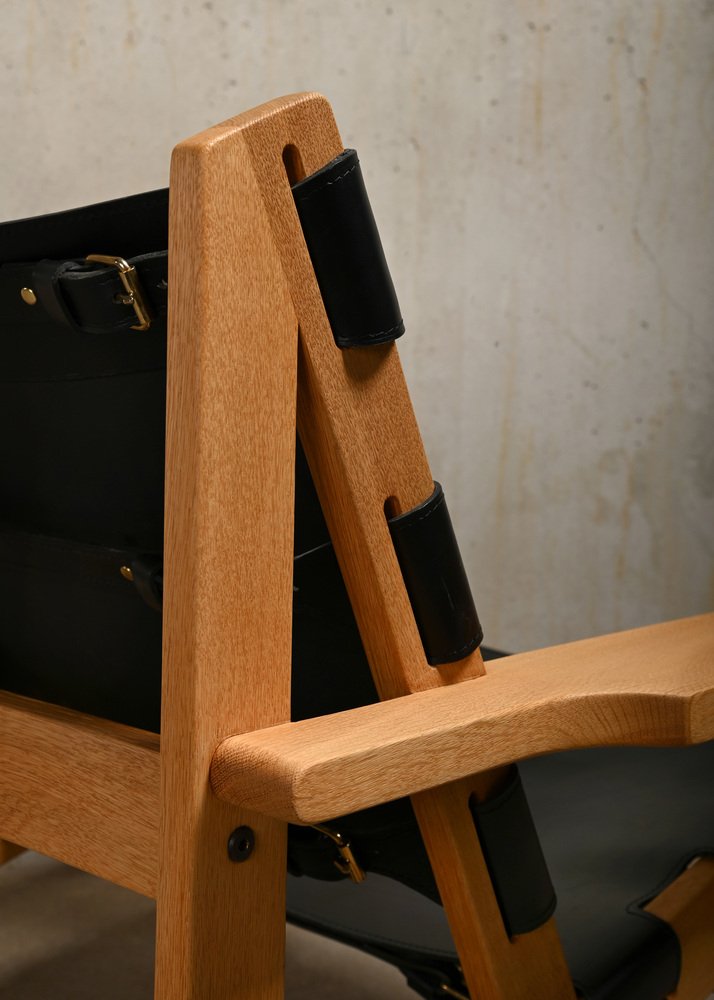 Hunter Chair in Oak and Black Leather by Kurt Østervig for K.P. Jørgensens Furniture Factory, 1980s