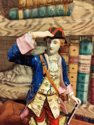 Hunter in the Bourbon Era Ceramic Statuine by Capodimonte, 1940s-ZFY-1792890