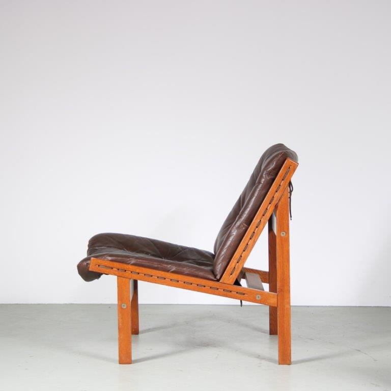 Hunting Chair + Ottoman by Torbjorn Afdal for Bruksbo, Norway, 1960s, Set of 2