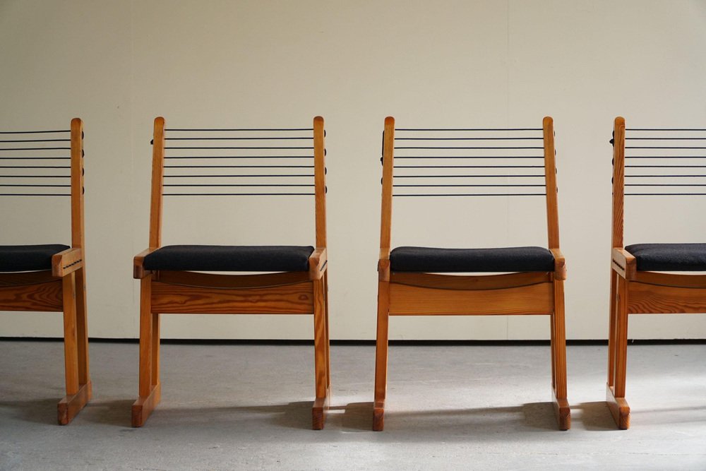 Hunting Chairs in Pine attributed to Torbjørn Afdal for Bruksbo, 1960s, Set of 6