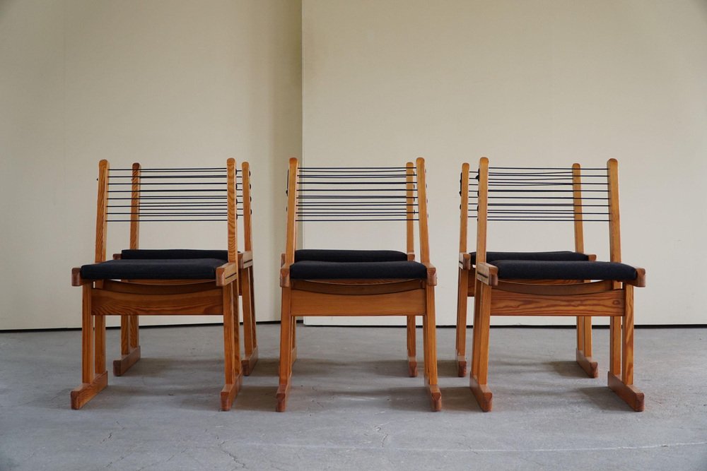 Hunting Chairs in Pine attributed to Torbjørn Afdal for Bruksbo, 1960s, Set of 6