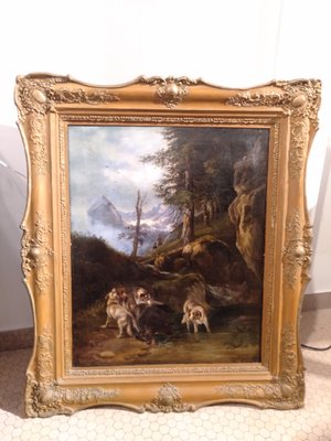 Hunting Scene, 1800s, Oil on Canvas, Framed-ZFY-1153250