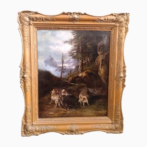 Hunting Scene, 1800s, Oil on Canvas, Framed-ZFY-1153250