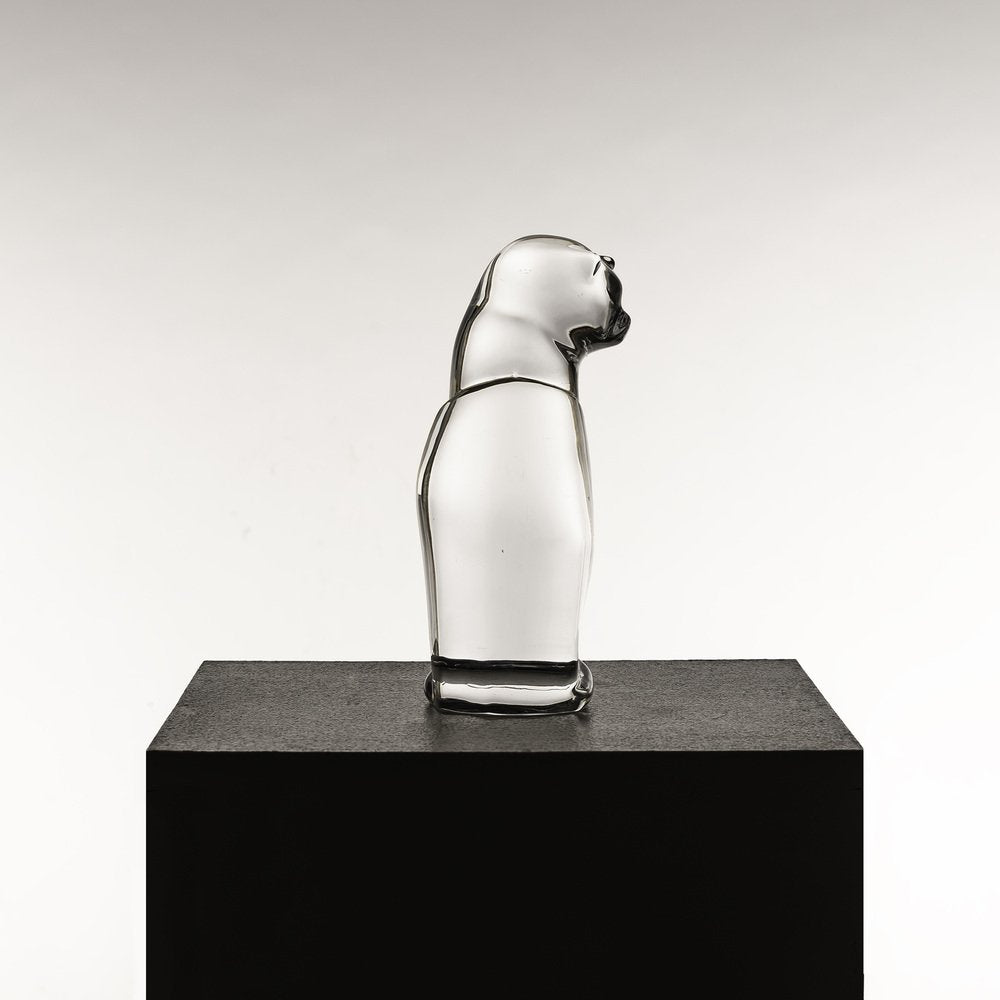 Hyaline Glass Cat Sculpture by Olle Alberius for Orrefors, 1970s