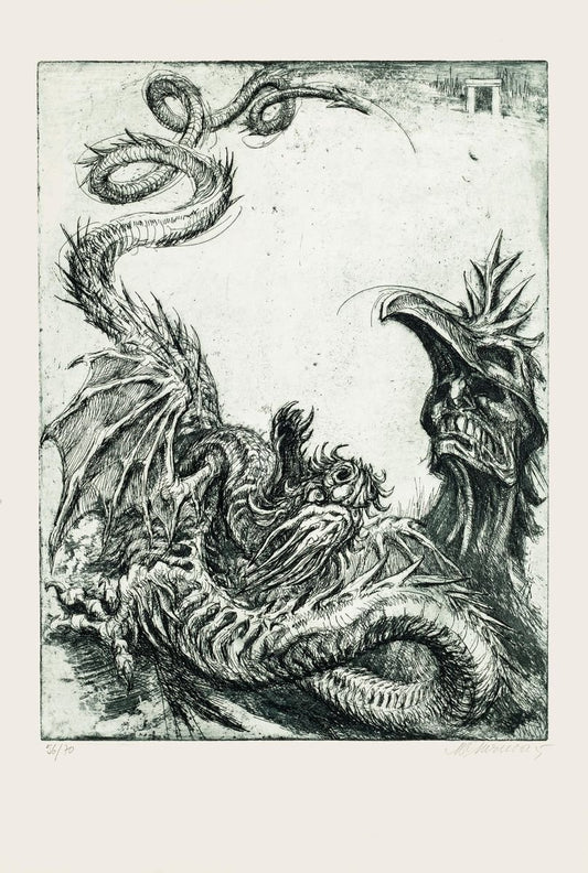 Hydra - Original Etching by M. Chirnoaga - Late 20th Century Late 20th Century