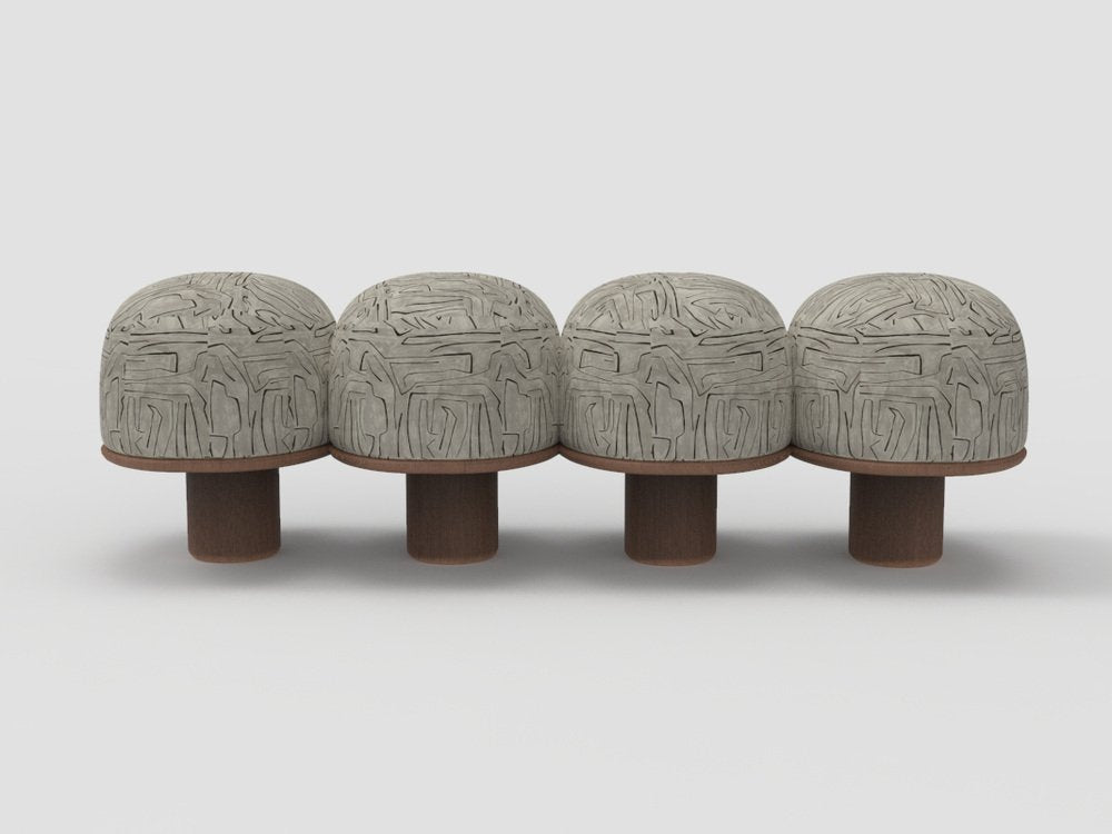 Hygge Bench in Graffito Graphite Fabric and Smoked Oak by Saccal Design House for Collector