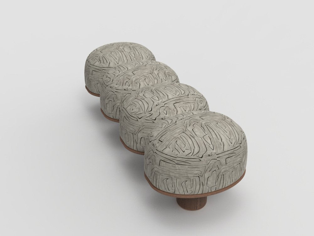 Hygge Bench in Graffito Graphite Fabric and Smoked Oak by Saccal Design House for Collector