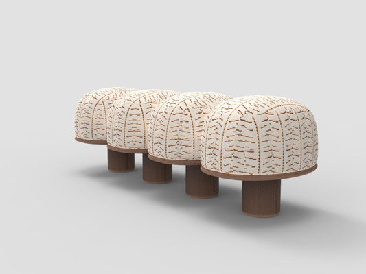 Hygge Bench in Tiger Beat Milano Tabacco Fabric and Smoked Oak by Saccal Design House for Collector