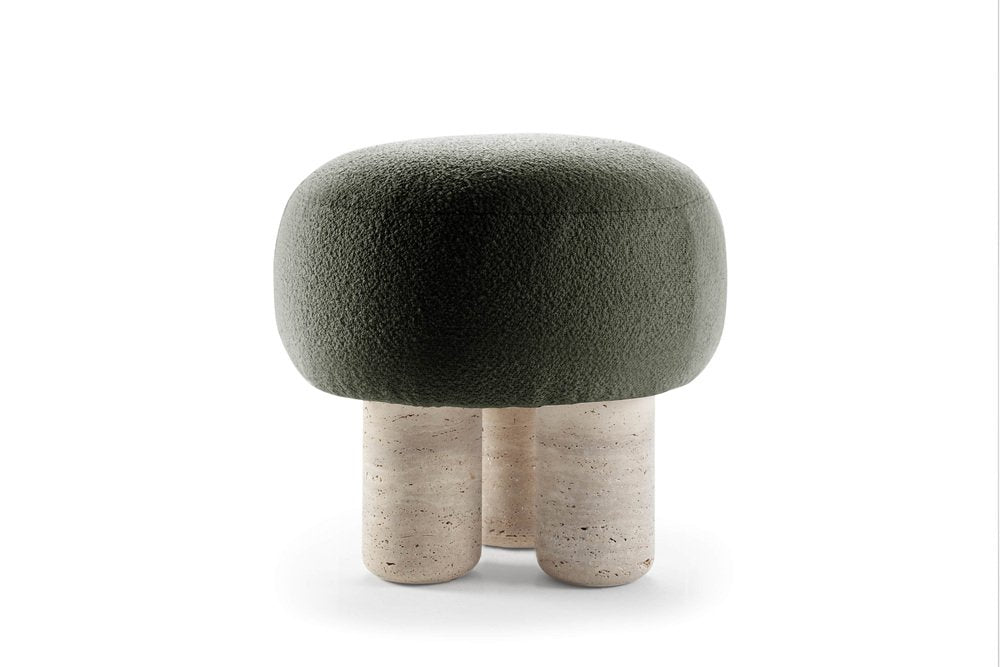 Hygge Pouf Boucle Forest Travertino by Saccal Design House for Collector