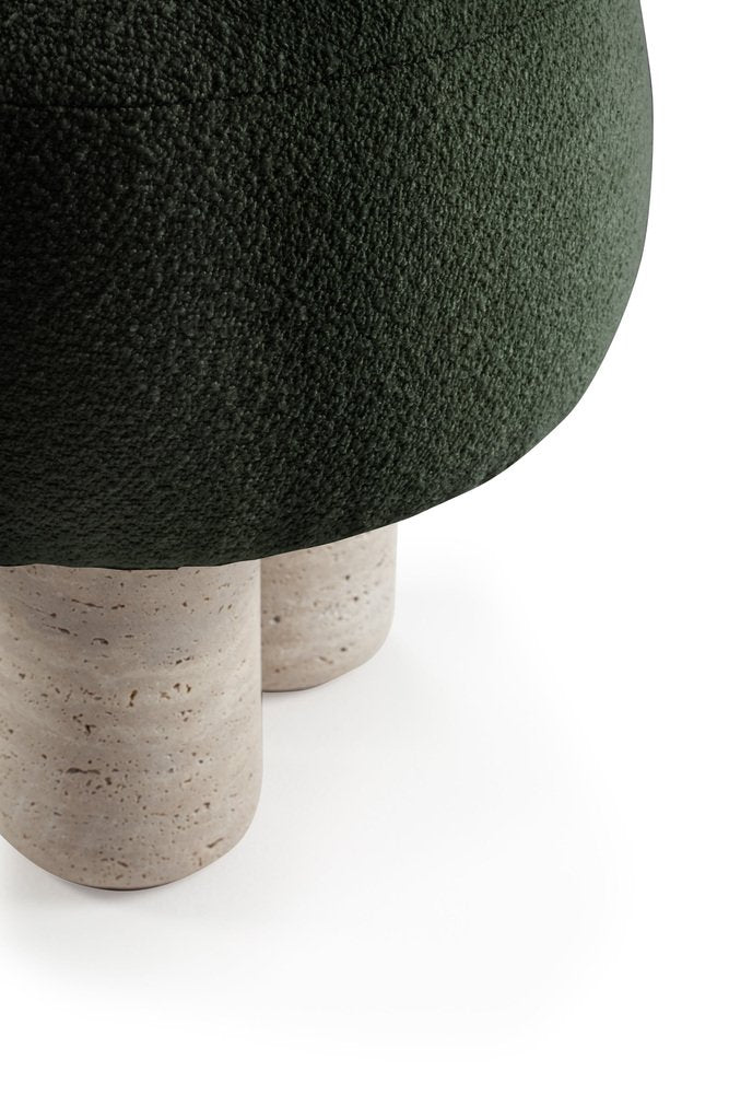 Hygge Pouf Boucle Forest Travertino by Saccal Design House for Collector