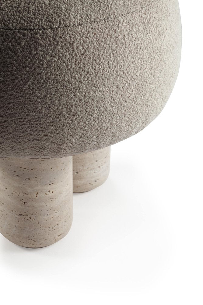 Hygge Pouf Boucle Latte Travertino by Saccal Design House for Collector