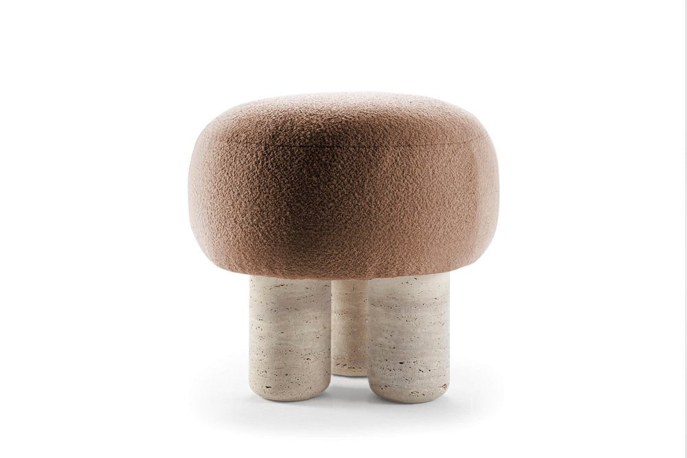 Hygge Pouf Boucle Terracota Travertino by Saccal Design House for Collector