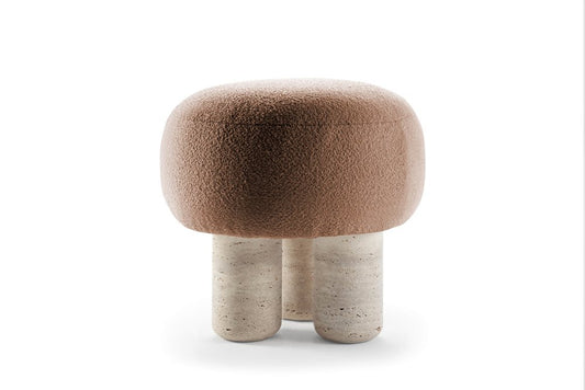 Hygge Pouf Boucle Terracota Travertino by Saccal Design House for Collector