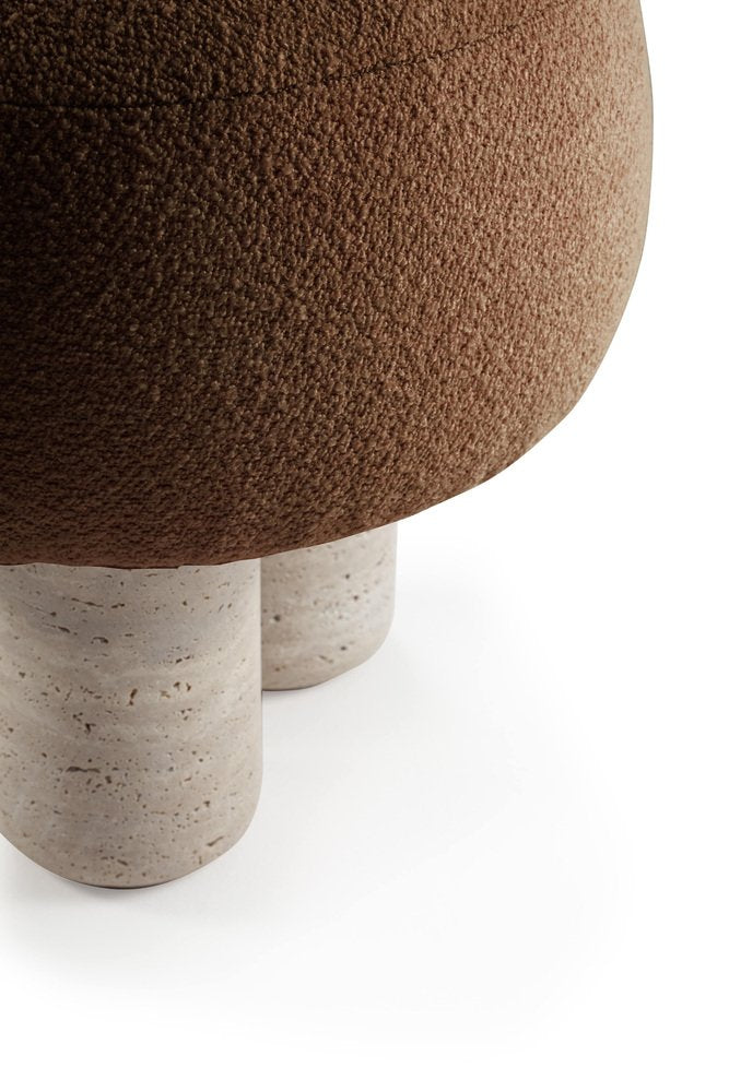 Hygge Pouf Boucle Terracota Travertino by Saccal Design House for Collector