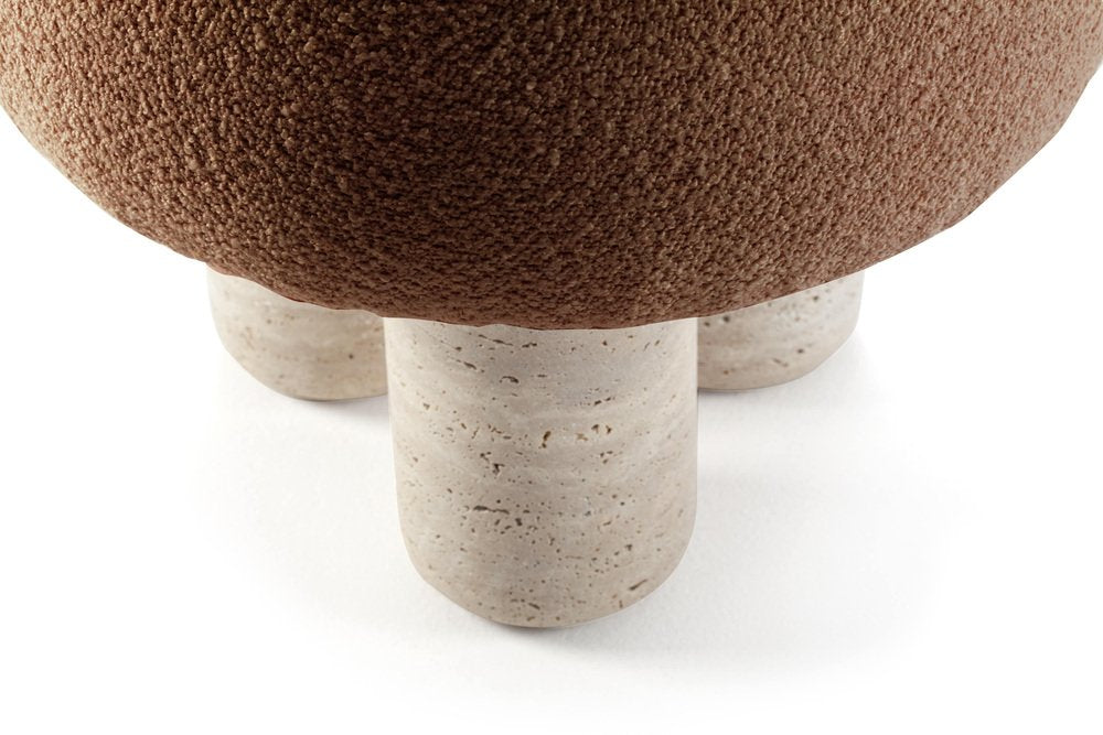 Hygge Pouf Boucle Terracota Travertino by Saccal Design House for Collector