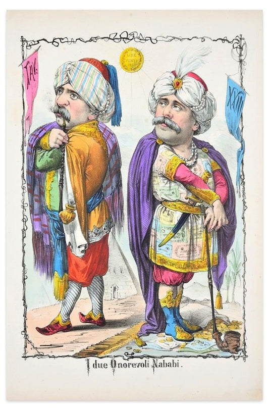 I Due Onorevoli Nababi - Lithograph by A. Maganaro - 1872 1872