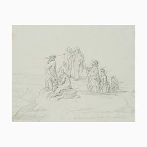 I. Ritschel, Mountain Traveler at Sunrise, 1820, Pencil-OJR-1273271