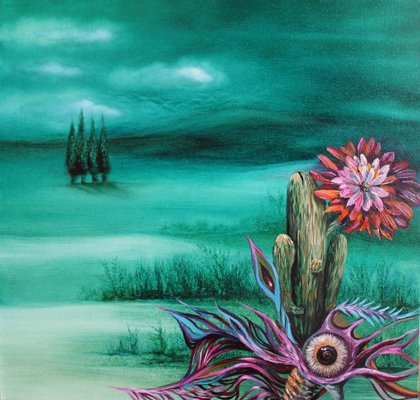 Ia Liparteliani, Cactus Flower, 2023, Oil on Canvas-CHG-2030769