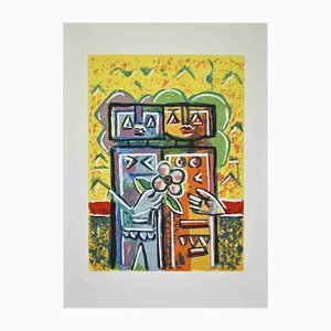 Ibrahim Kodra, Couple, Lithograph, 1970s-ZCI-2027311