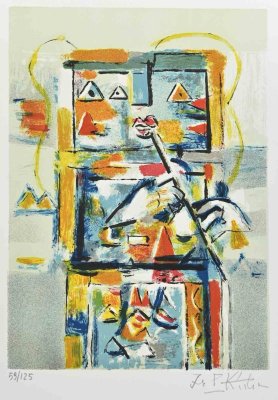 Ibrahim Kodra, Robot, Lithograph, 1980s-ZCI-1436970