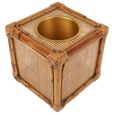 Ice Bucket in Bamboo, Rattan and Acrylic Glass in the style of Christian Dior, Italy, 1970s-LYQ-1787317