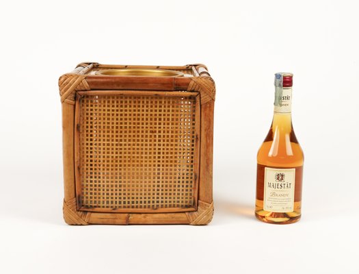 Ice Bucket in Bamboo, Rattan and Acrylic Glass in the style of Christian Dior, Italy, 1970s-LYQ-1787317