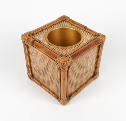 Ice Bucket in Bamboo, Rattan and Acrylic Glass in the style of Christian Dior, Italy, 1970s-LYQ-1787317