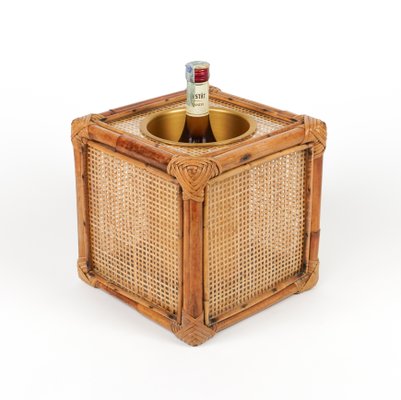 Ice Bucket in Bamboo, Rattan and Acrylic Glass in the style of Christian Dior, Italy, 1970s-LYQ-1787317