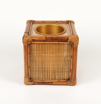 Ice Bucket in Bamboo, Rattan and Acrylic Glass in the style of Christian Dior, Italy, 1970s-LYQ-1787317