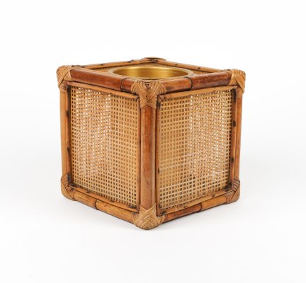 Ice Bucket in Bamboo, Rattan and Acrylic Glass in the style of Christian Dior, Italy, 1970s-LYQ-1787317