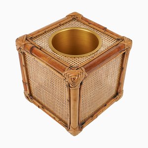 Ice Bucket in Bamboo, Rattan and Acrylic Glass in the style of Christian Dior, Italy, 1970s-LYQ-1787317