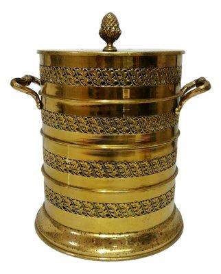 Ice Bucket in Perforated Brass, 1970s-FIP-995120