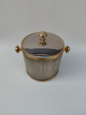 Ice Cube Bucket in Silver and Gold Metal, 1970s-EHL-2033784