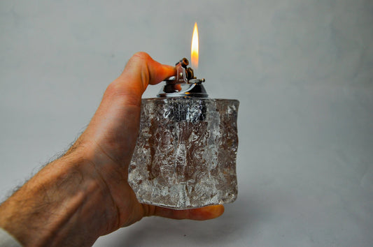 Ice Cube Lighter in Frosted Murano Glass attributed to Antonio Imperatore, Italy, 1970s