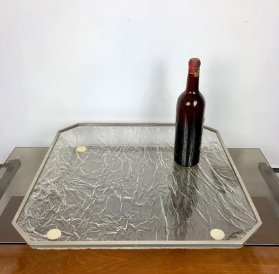 Ice Effect Acrylic Glass & Metal Tray Centerpiece, Italy, 1970s-LYQ-1171787