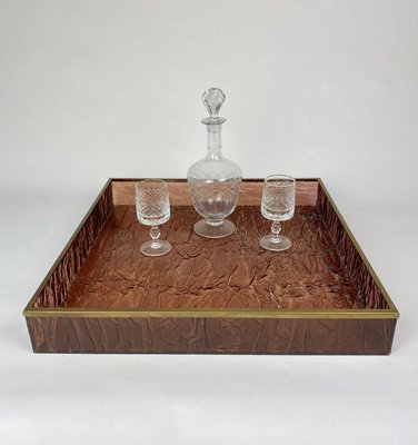 Ice Effect Tray Centrepiece in Acrylic Glass and Brass, Italy, 1970s-LYQ-1171520