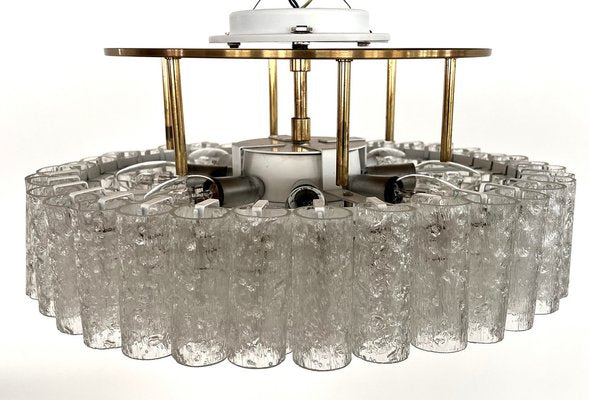 Ice Glass and Brass Flush Mount from Doria Leuchten, 1970s-VNE-1820102