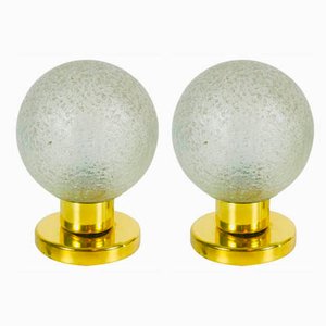 Ice Glass and Brass Table Lamps by Doria Leuchten, 1970s, Set of 2-PUK-555343